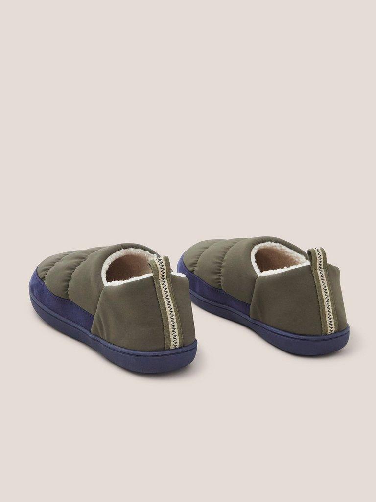 Nylon Puffer Slipper in KHAKI GRN - FLAT BACK