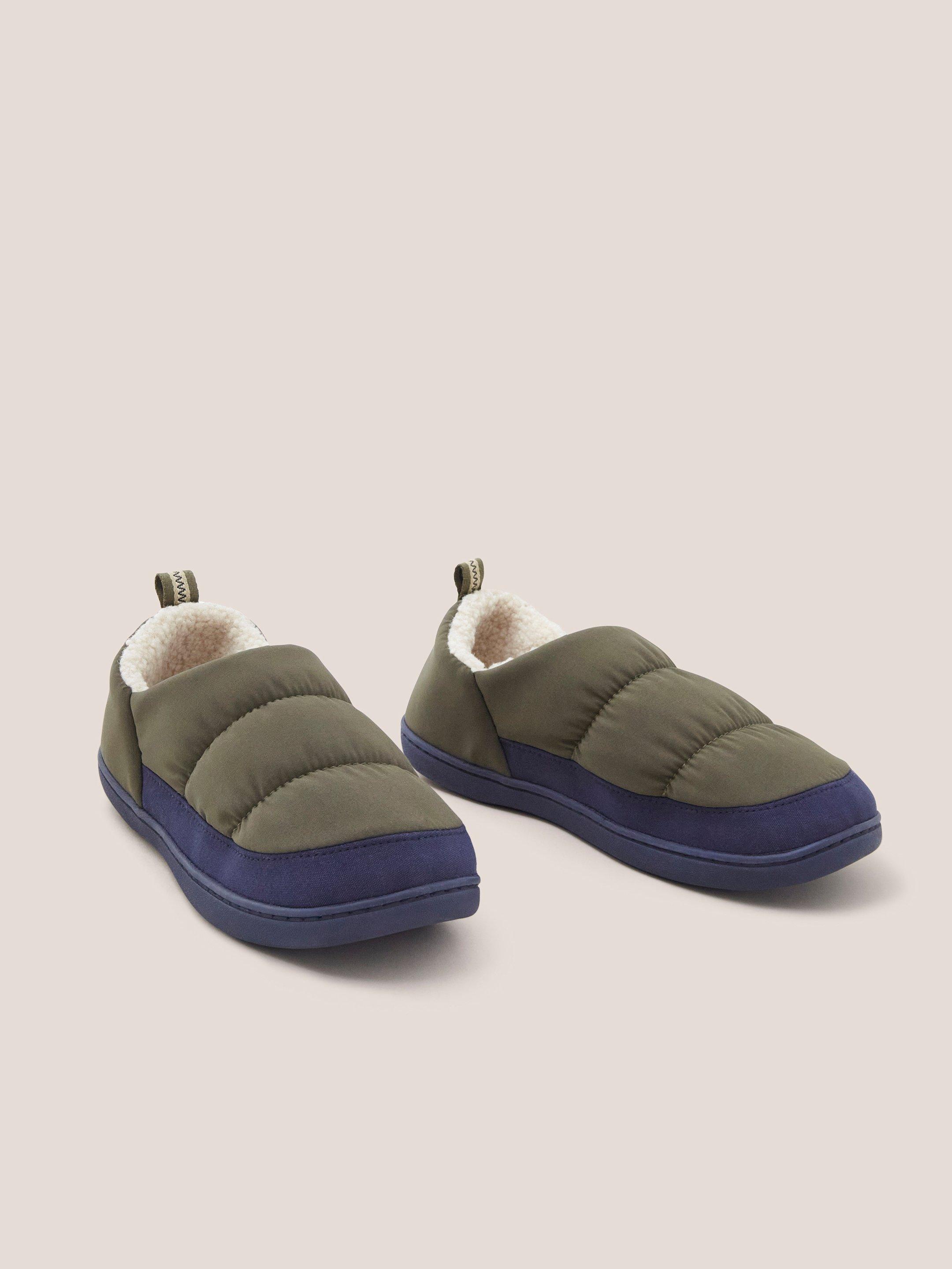 Nylon Puffer Slipper in KHAKI GREEN White Stuff