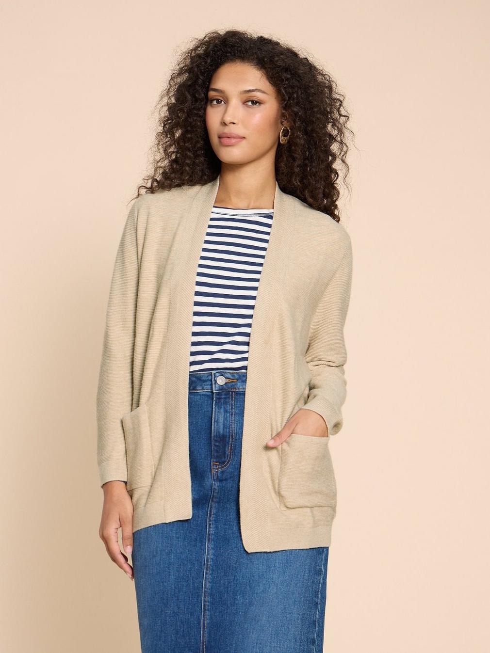 CARLA LONGLINE CARDIGAN in LGT NAT - LIFESTYLE