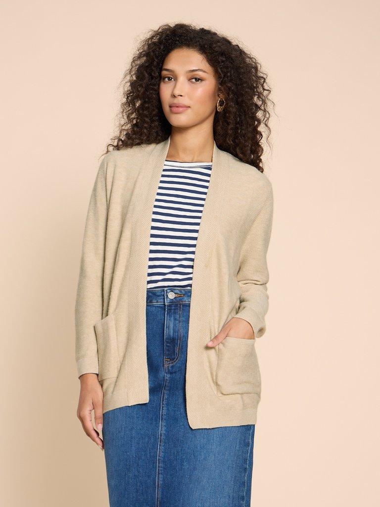 CARLA LONGLINE CARDIGAN in LIGHT NATURAL White Stuff