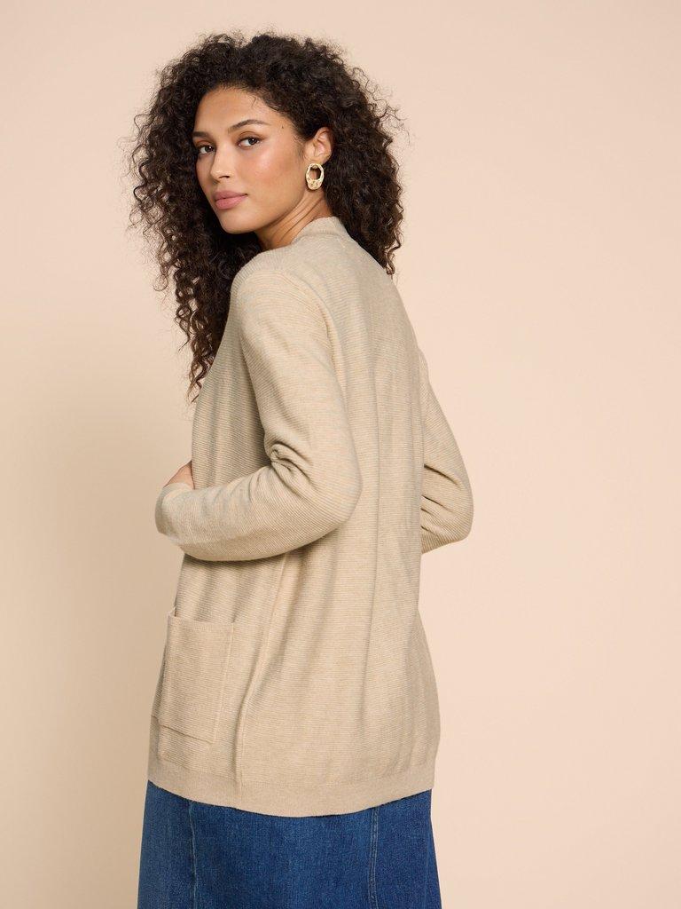 CARLA LONGLINE CARDIGAN in LGT NAT - MODEL BACK