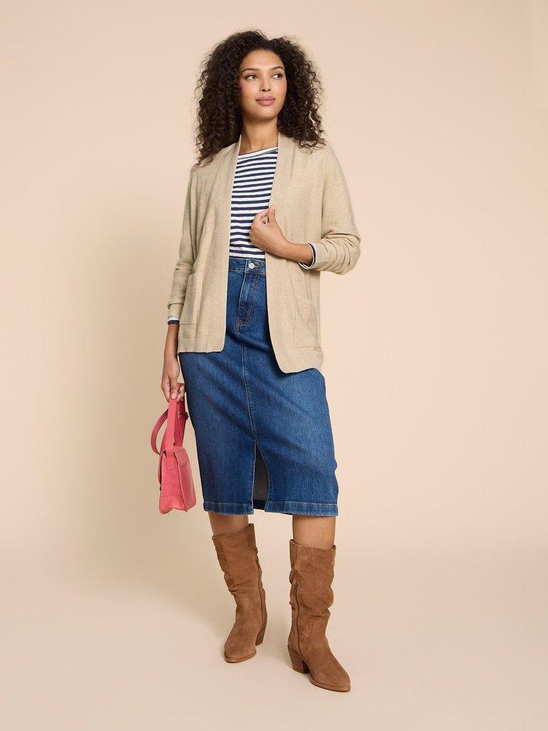 CARLA LONGLINE CARDIGAN in LIGHT NATURAL | White Stuff