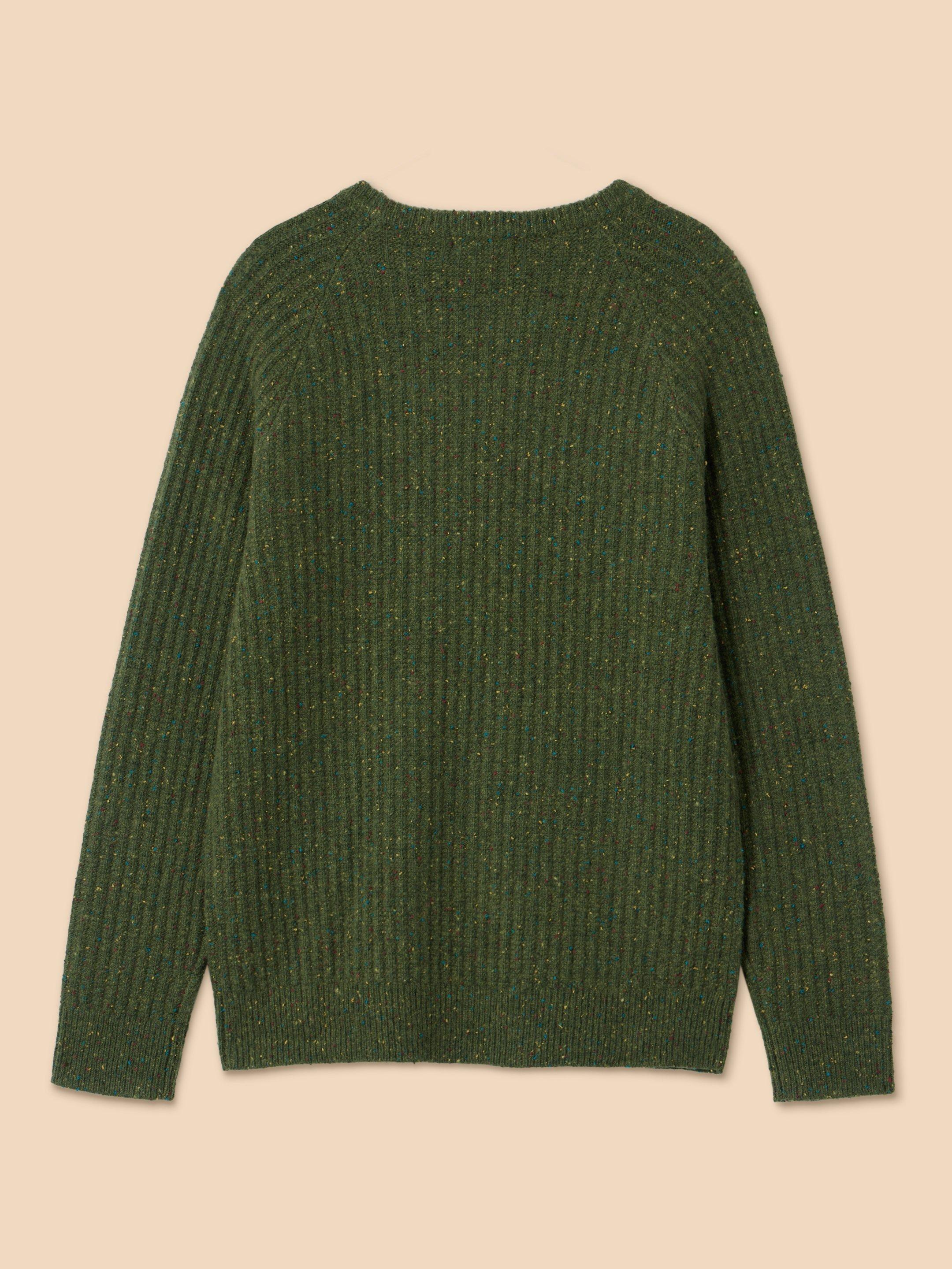 Chunky Crew Neck Jumper in DEEP GRN - FLAT BACK