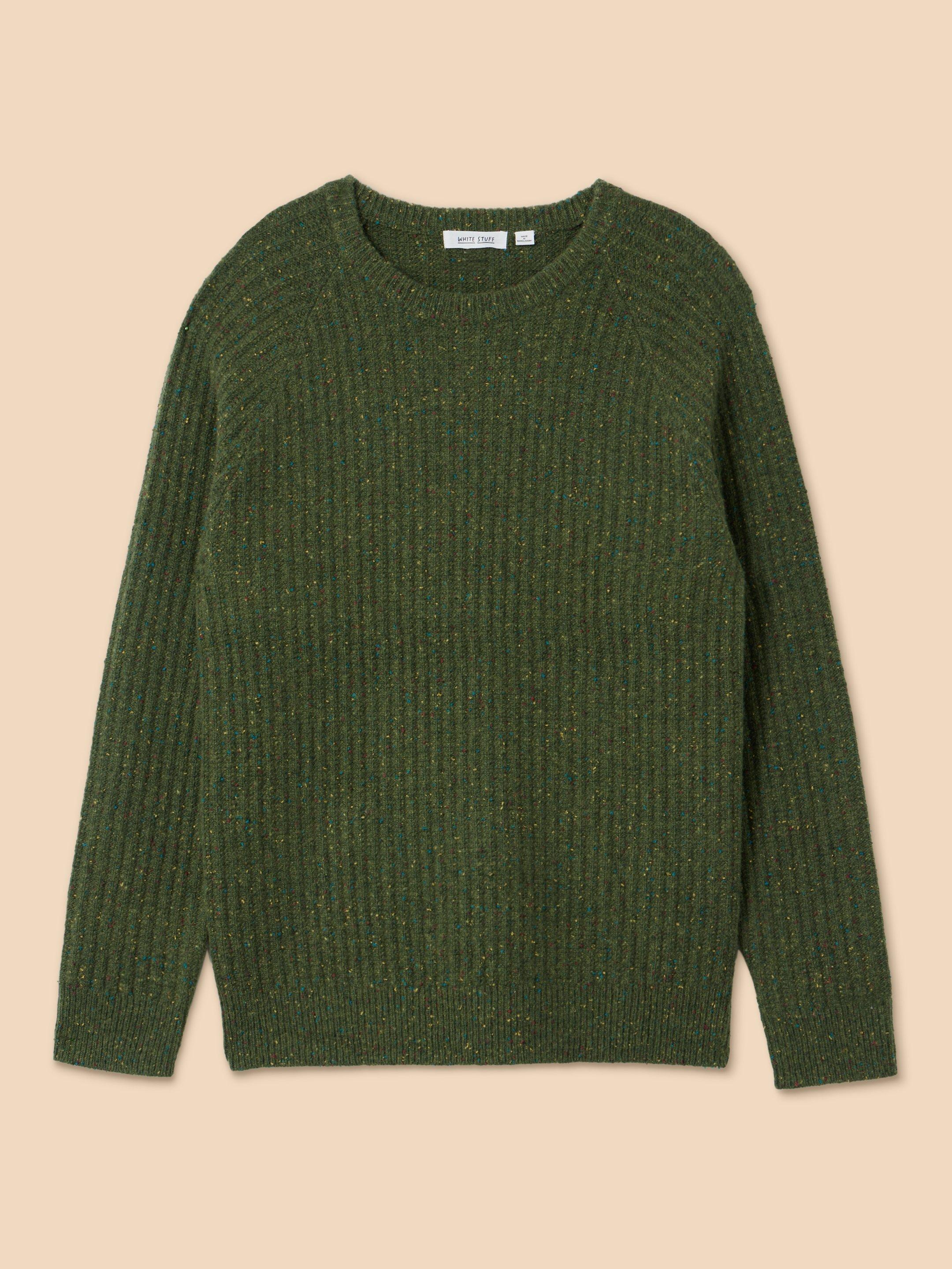 Chunky Crew Neck Jumper in DEEP GRN - FLAT FRONT