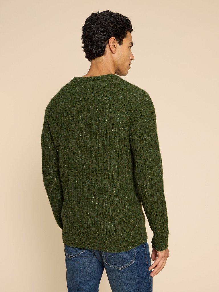 Chunky Crew Neck Jumper in DEEP GRN - MODEL BACK