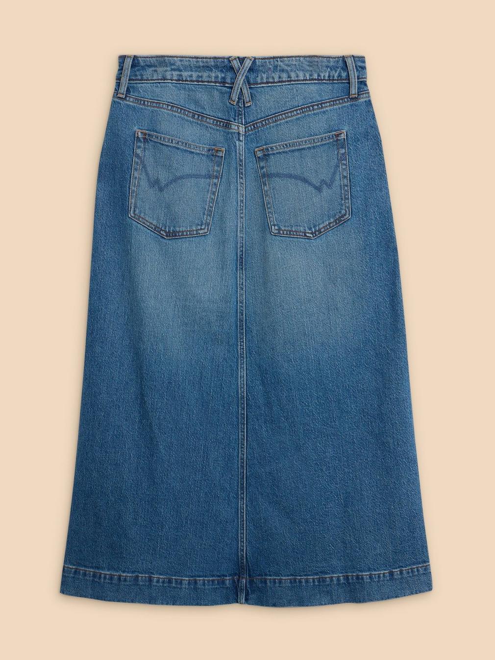 Allie Denim Midi Skirt in LGT DENIM - FLAT BACK