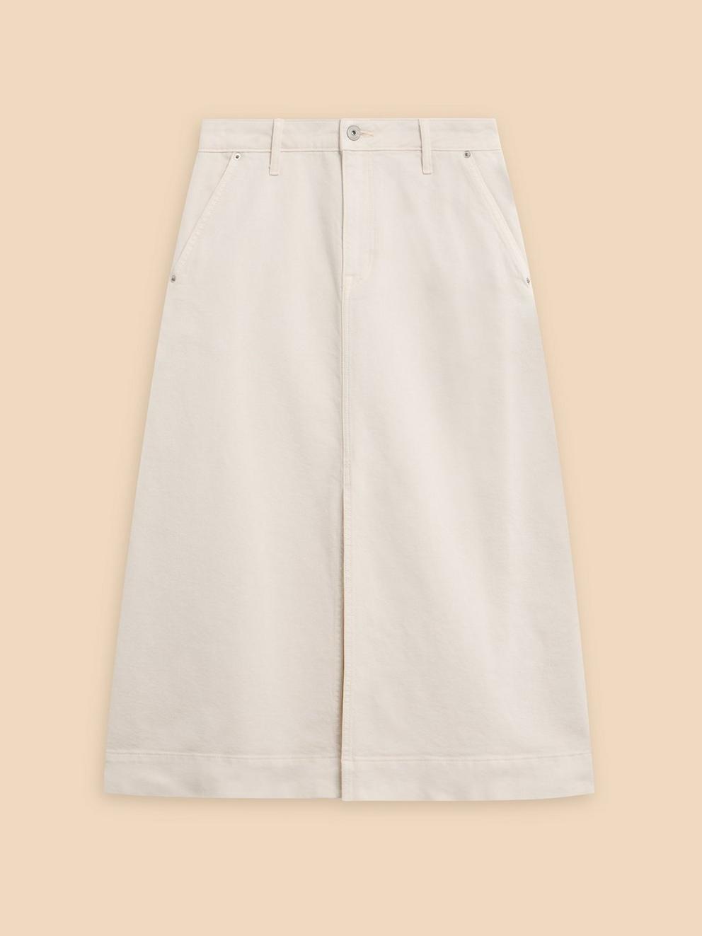 Allie Denim Midi Skirt in LGT NAT - FLAT FRONT