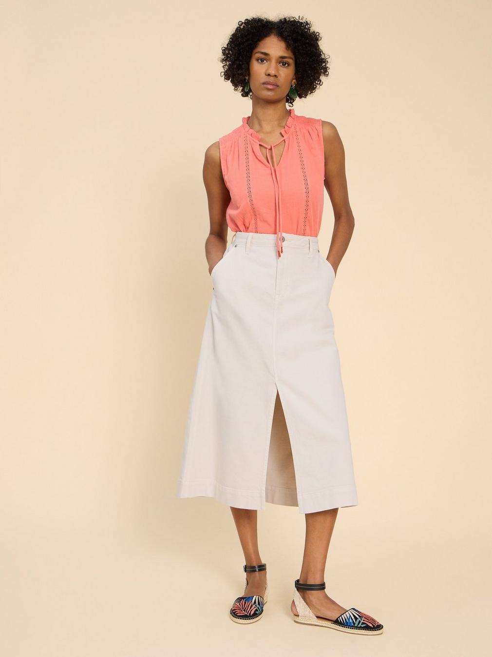 Allie Denim Midi Skirt in LGT NAT - LIFESTYLE