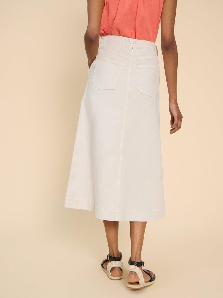 Allie Denim Midi Skirt in LGT NAT - MODEL BACK