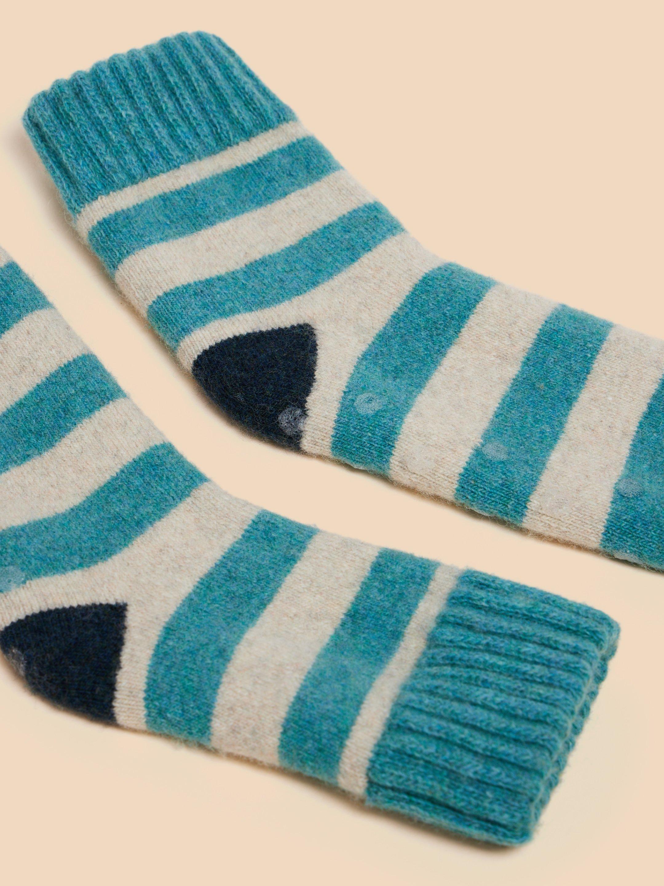 Striped Loopback Cosy Sock in BLUE MLT - FLAT DETAIL
