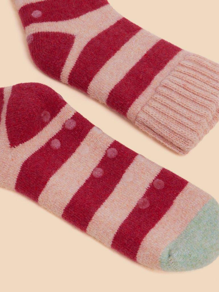 Striped Loopback Cosy Sock in PINK MLT - FLAT DETAIL