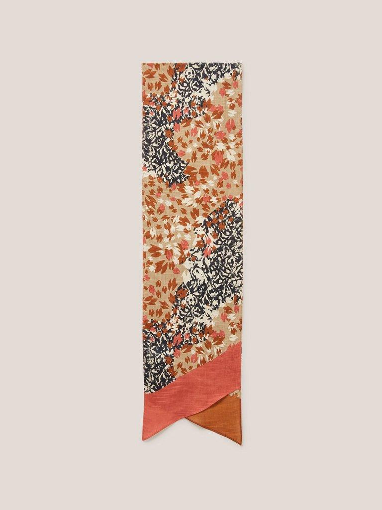 Abstract Print Skinny Scarf in NAT MLT - FLAT BACK