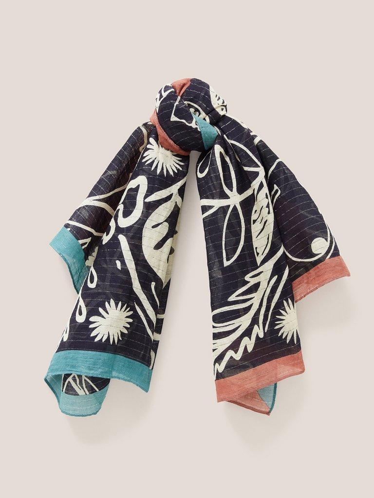 Linear Abstract Square Scarf in BLK MLT - FLAT FRONT