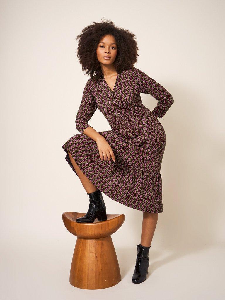 Naya Jersey Cotton Dress in BLK PR - LIFESTYLE