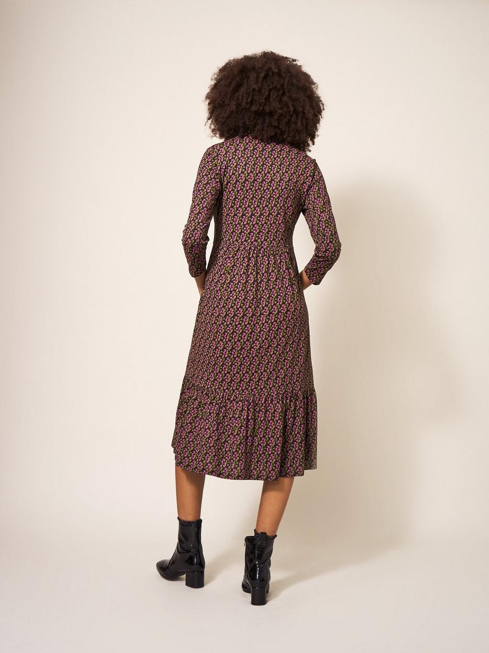 Naya Jersey Cotton Dress in BLK PR - MODEL BACK