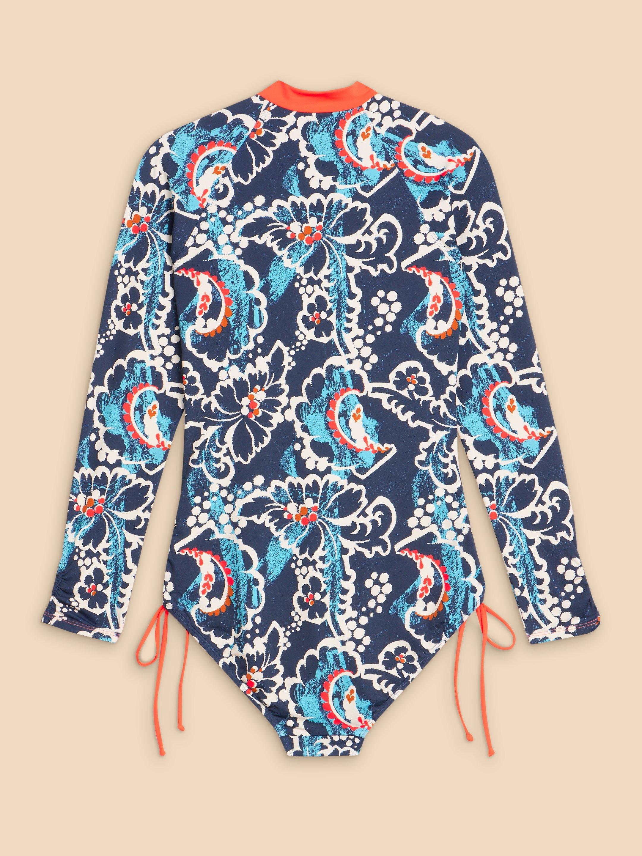 Berri Printed Swimsuit in NAVY MULTI - FLAT BACK