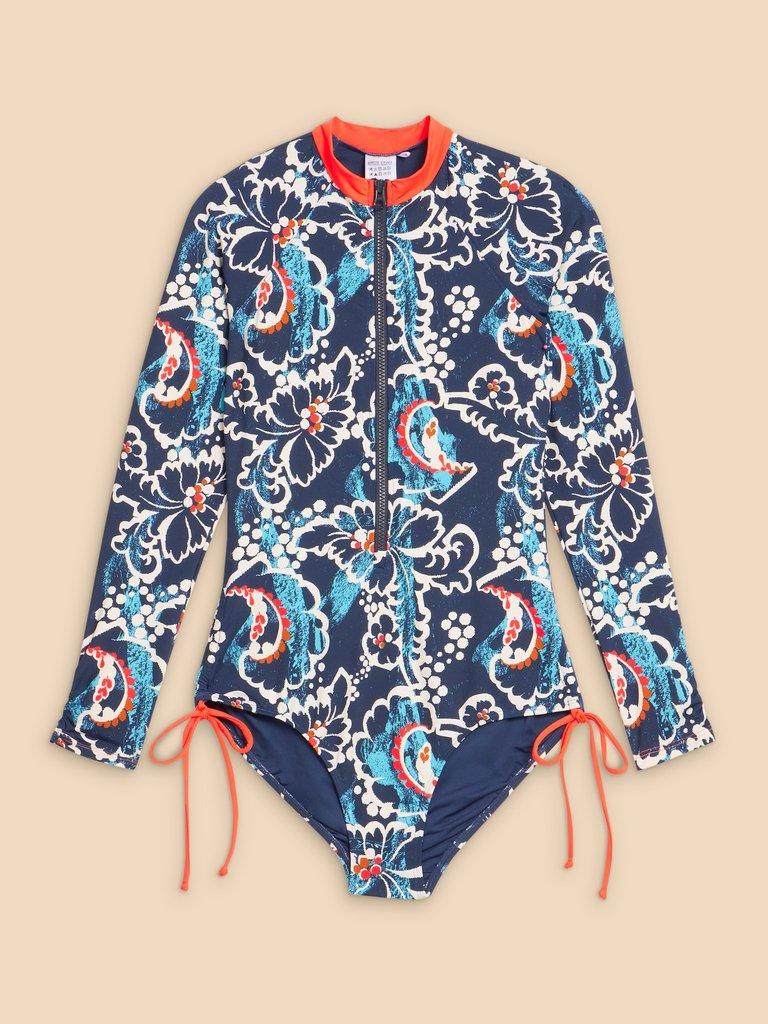 Berri Printed Swimsuit in NAVY MULTI - FLAT FRONT