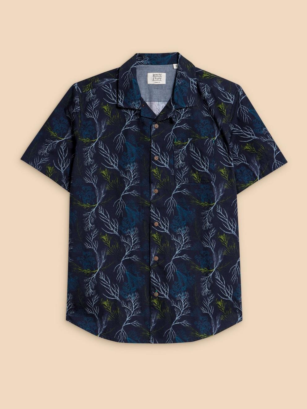 Crab Printed SS Shirt in NAVY PR - FLAT FRONT