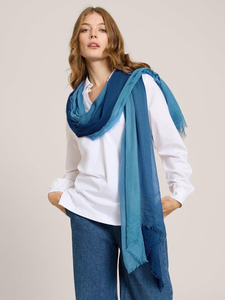 Penny Plain Oversized Scarf in DARK NAVY - MODEL FRONT