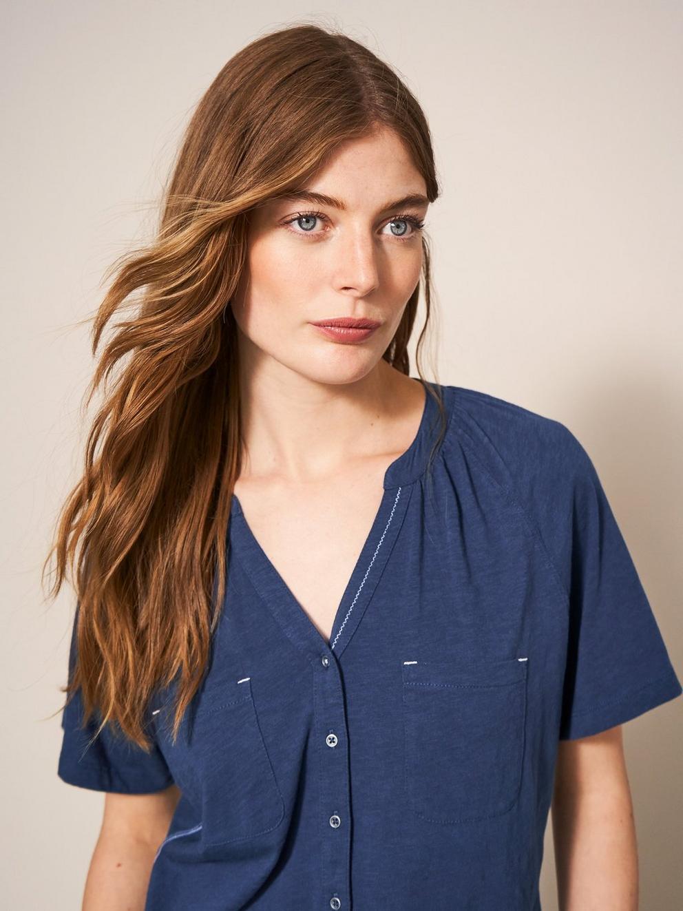 DAISY JERSEY SHIRT in FR NAVY - MODEL FRONT