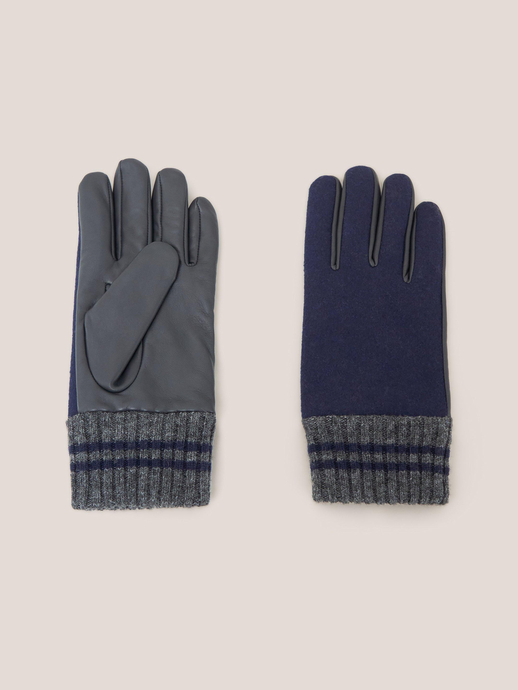Lucas Leather Gloves in DARK NAVY - FLAT BACK