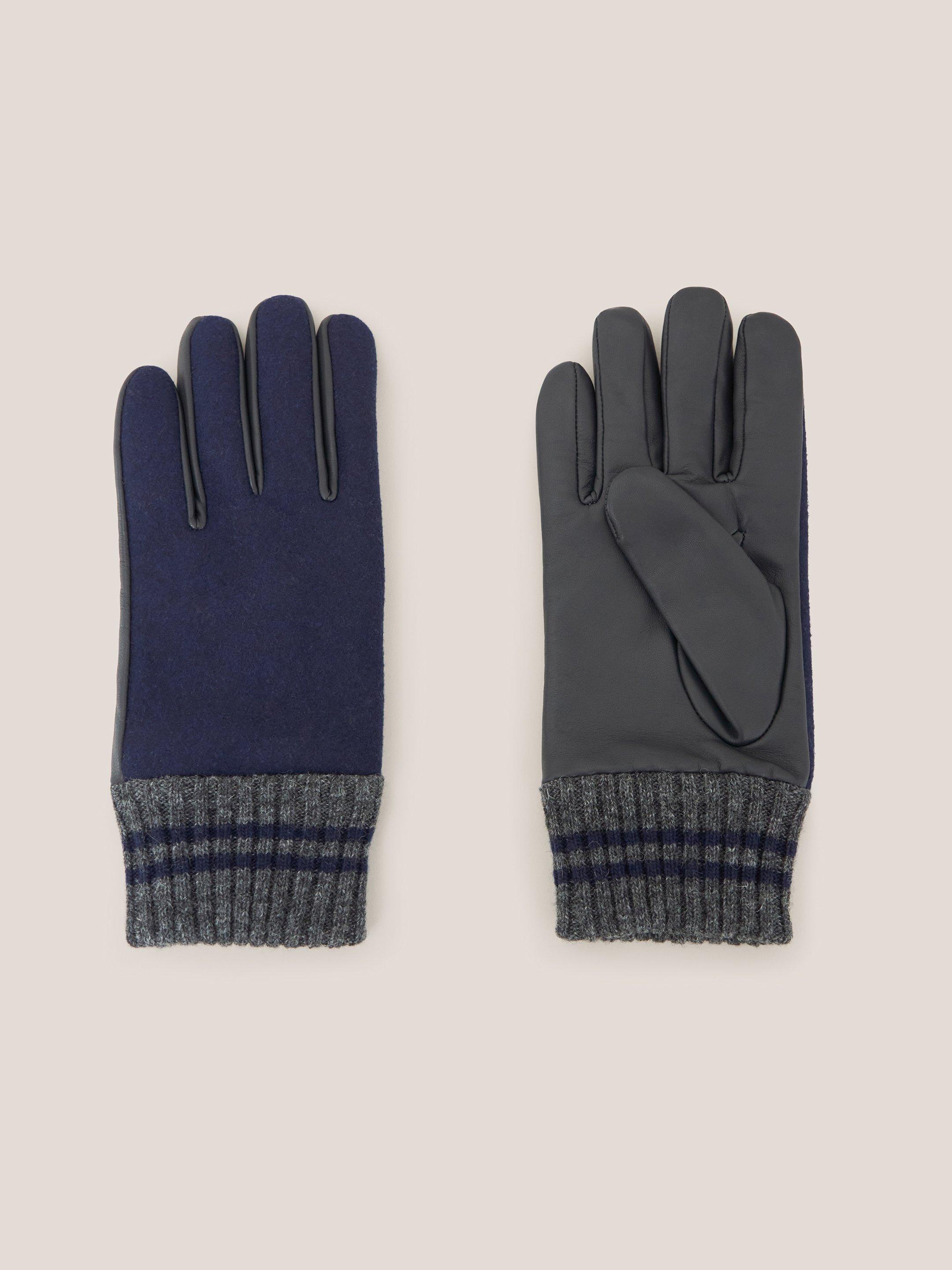 Lucas Leather Gloves in DARK NAVY - FLAT FRONT