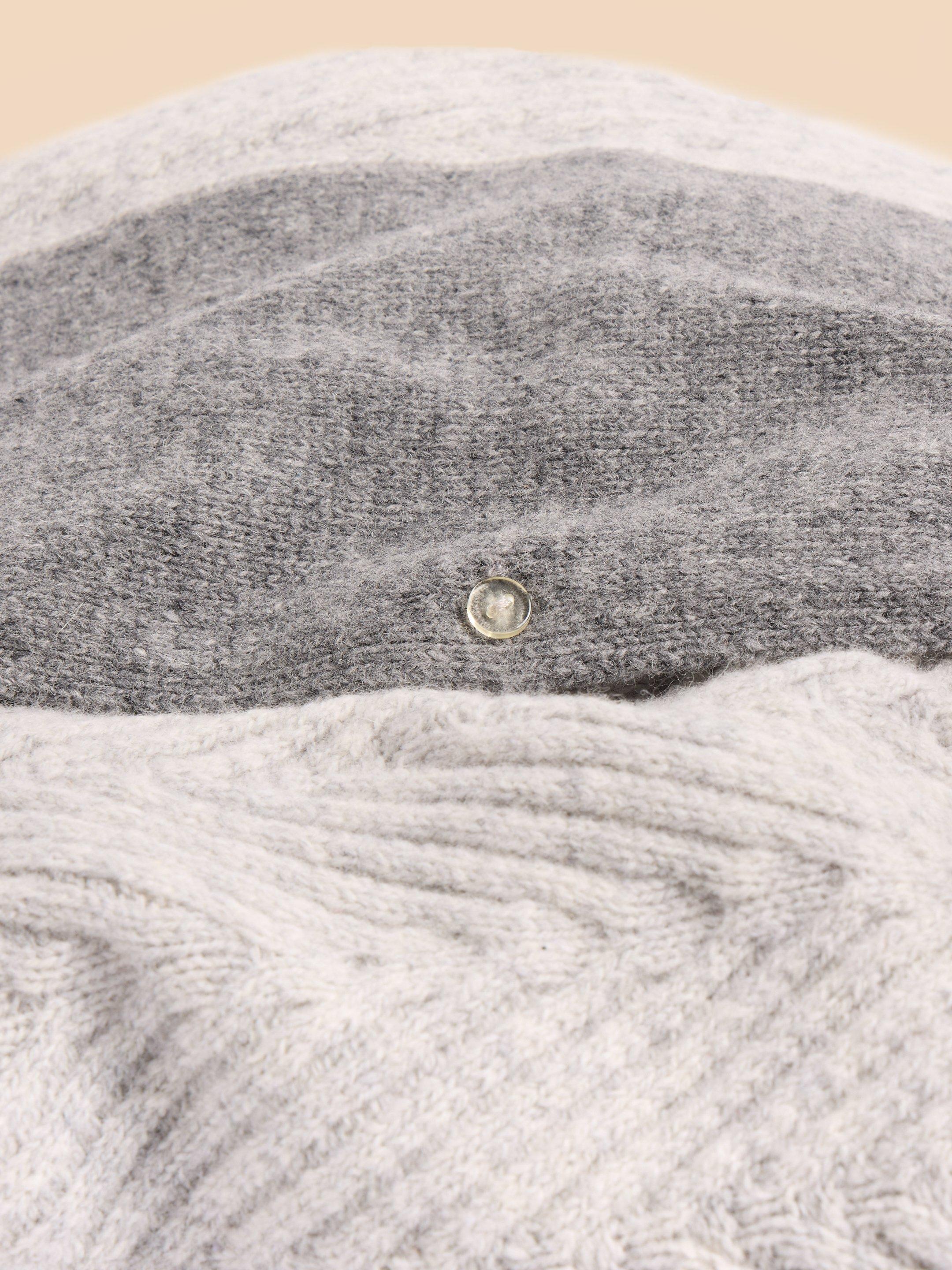Florence Knitted Poncho in GREY MARL - FLAT DETAIL