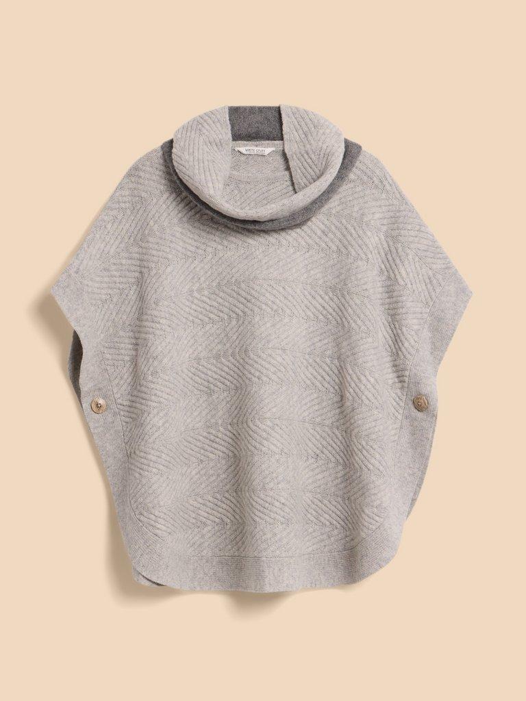 Florence Knitted Poncho in GREY MARL