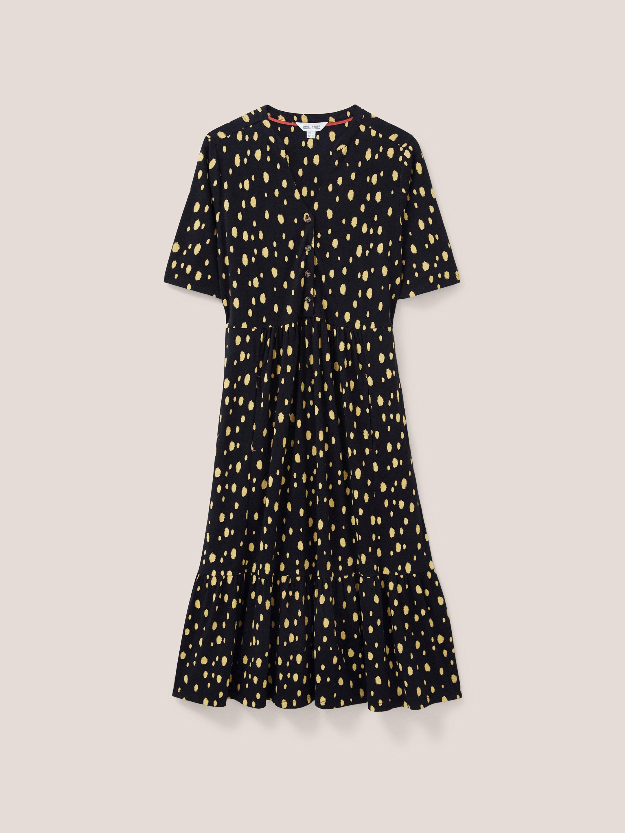 Naya Midi Jersey Dress in BLACK PRINT | White Stuff