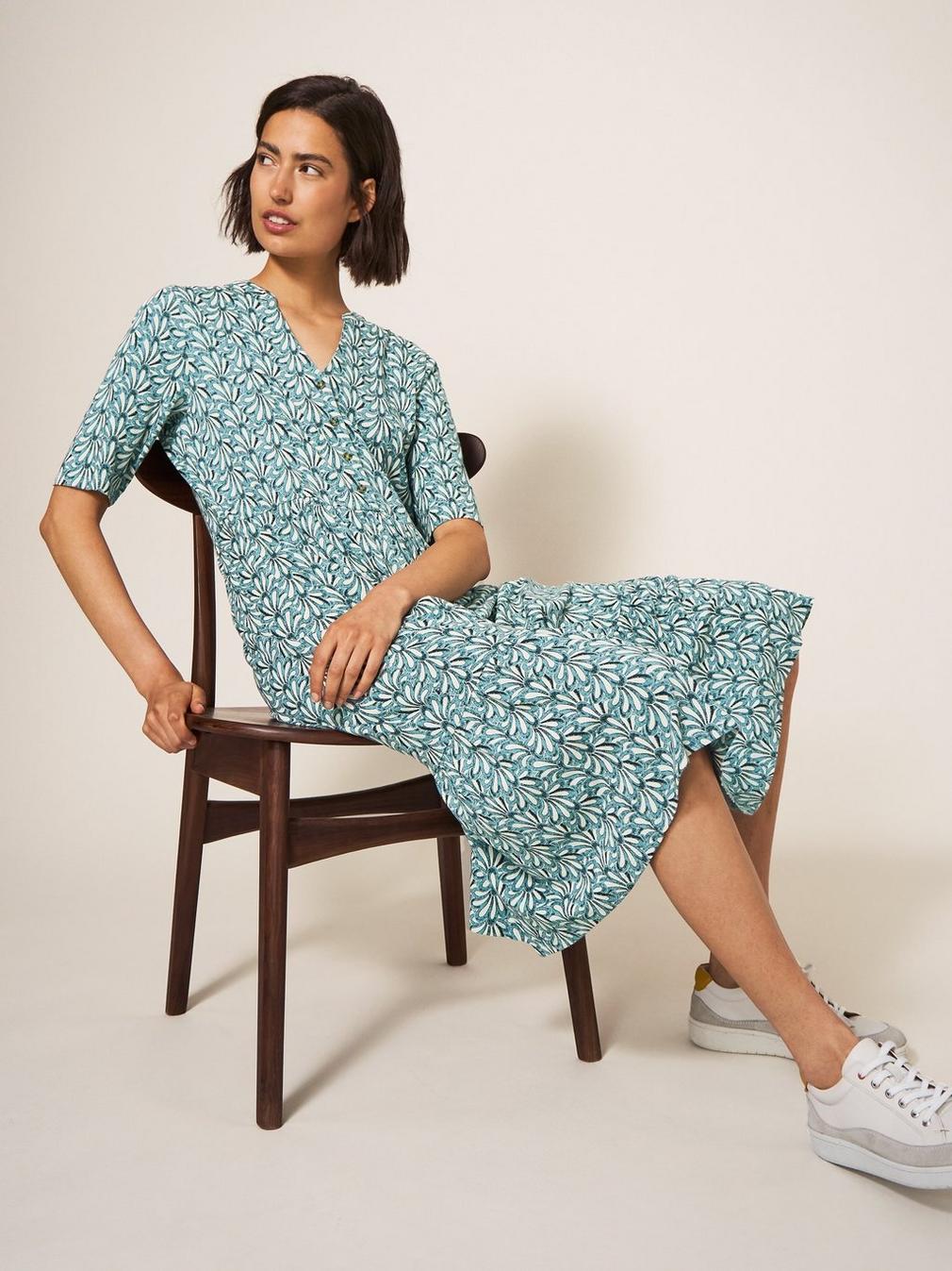 Naya Midi Jersey Dress in TEAL PR - LIFESTYLE