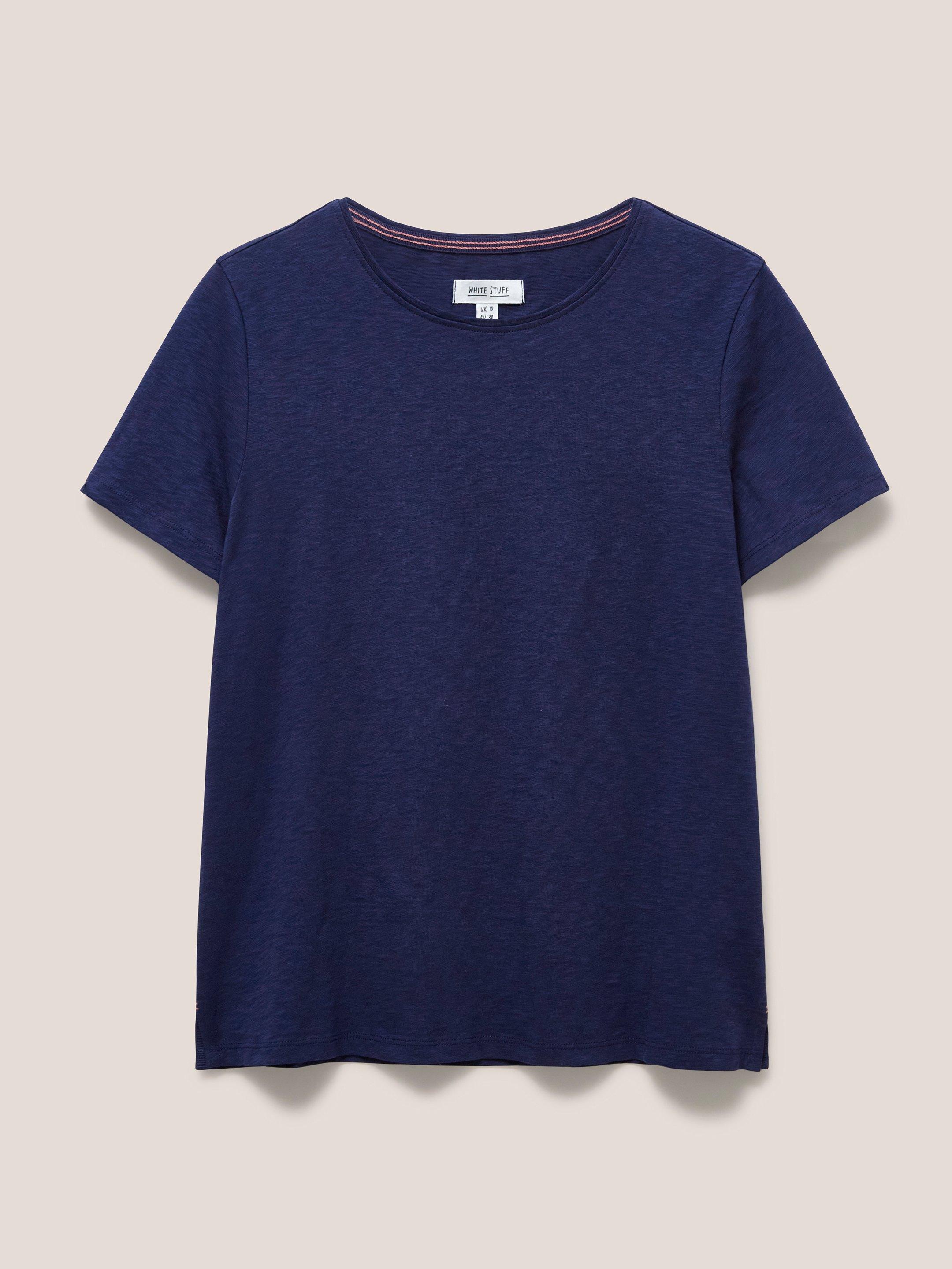 CASSIE SHORT SLEEVE TEE in DARK NAVY - FLAT FRONT