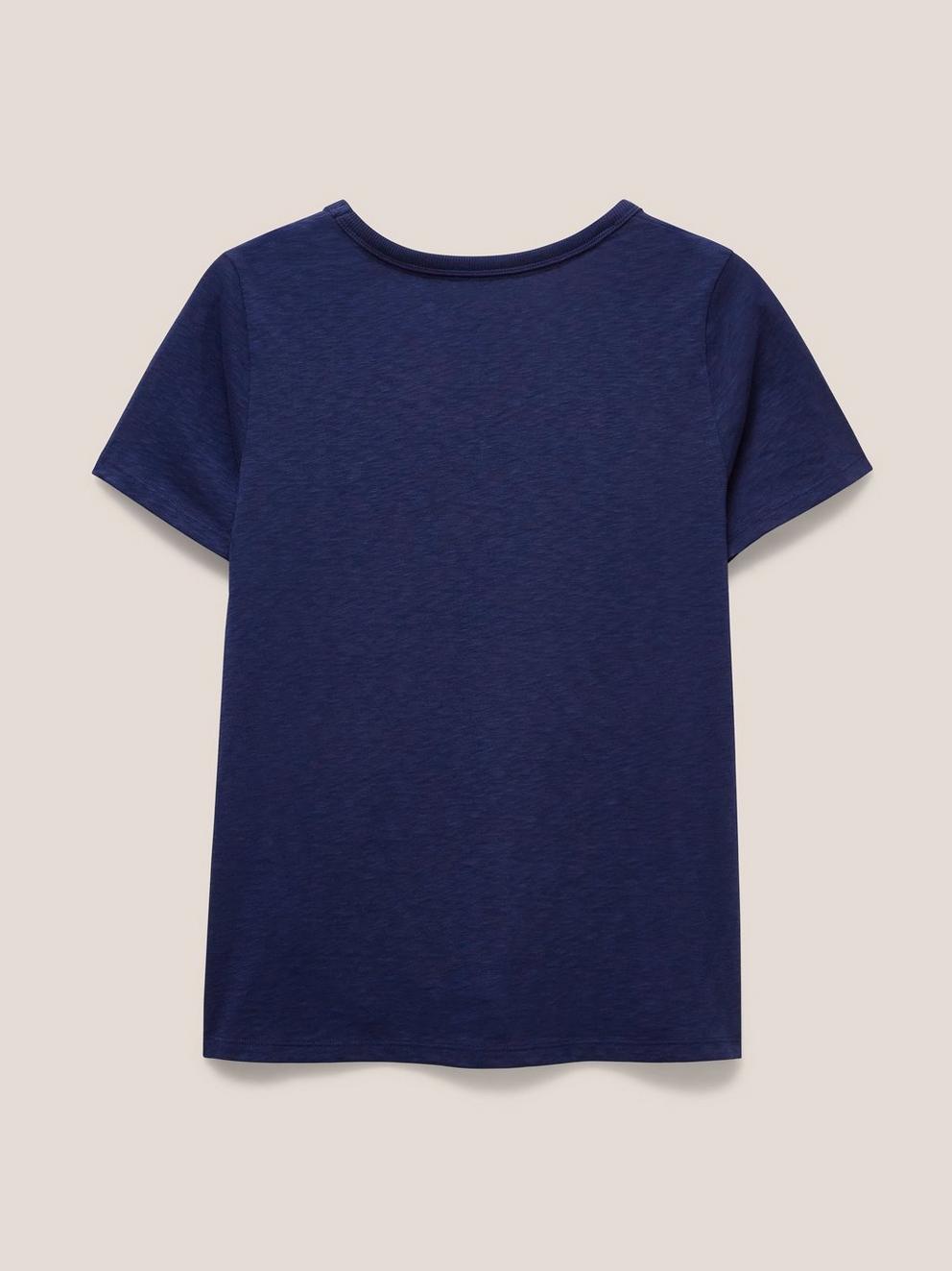 NATALIE V NECK TEE in DARK NAVY - FLAT BACK
