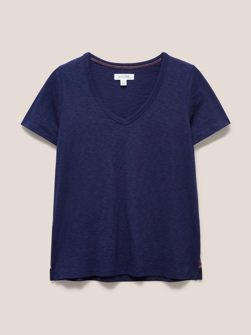 NATALIE V NECK TEE in DARK NAVY - FLAT FRONT