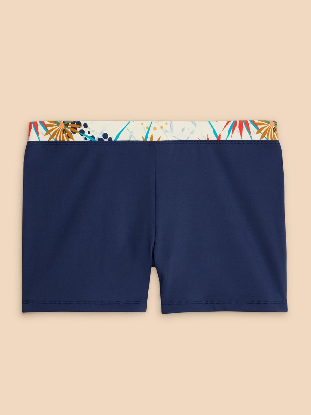 Swim Bay Short in NAVY MULTI - FLAT FRONT