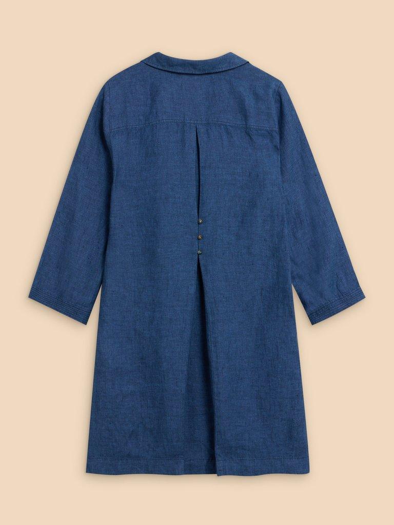 Blaire Linen Tunic in DARK NAVY - FLAT BACK