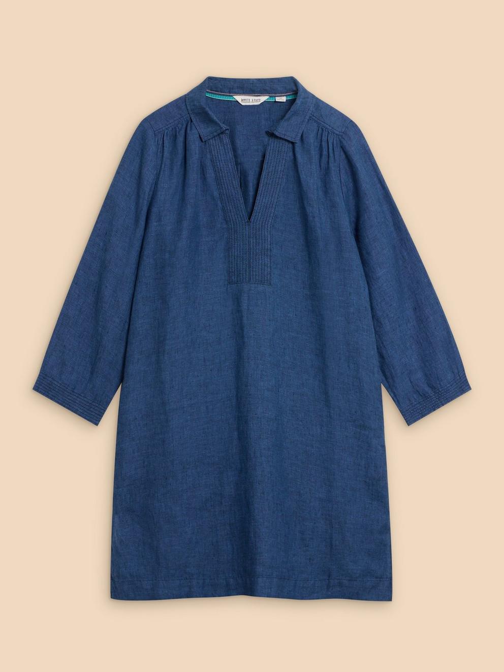 Blaire Linen Tunic in DARK NAVY - FLAT FRONT