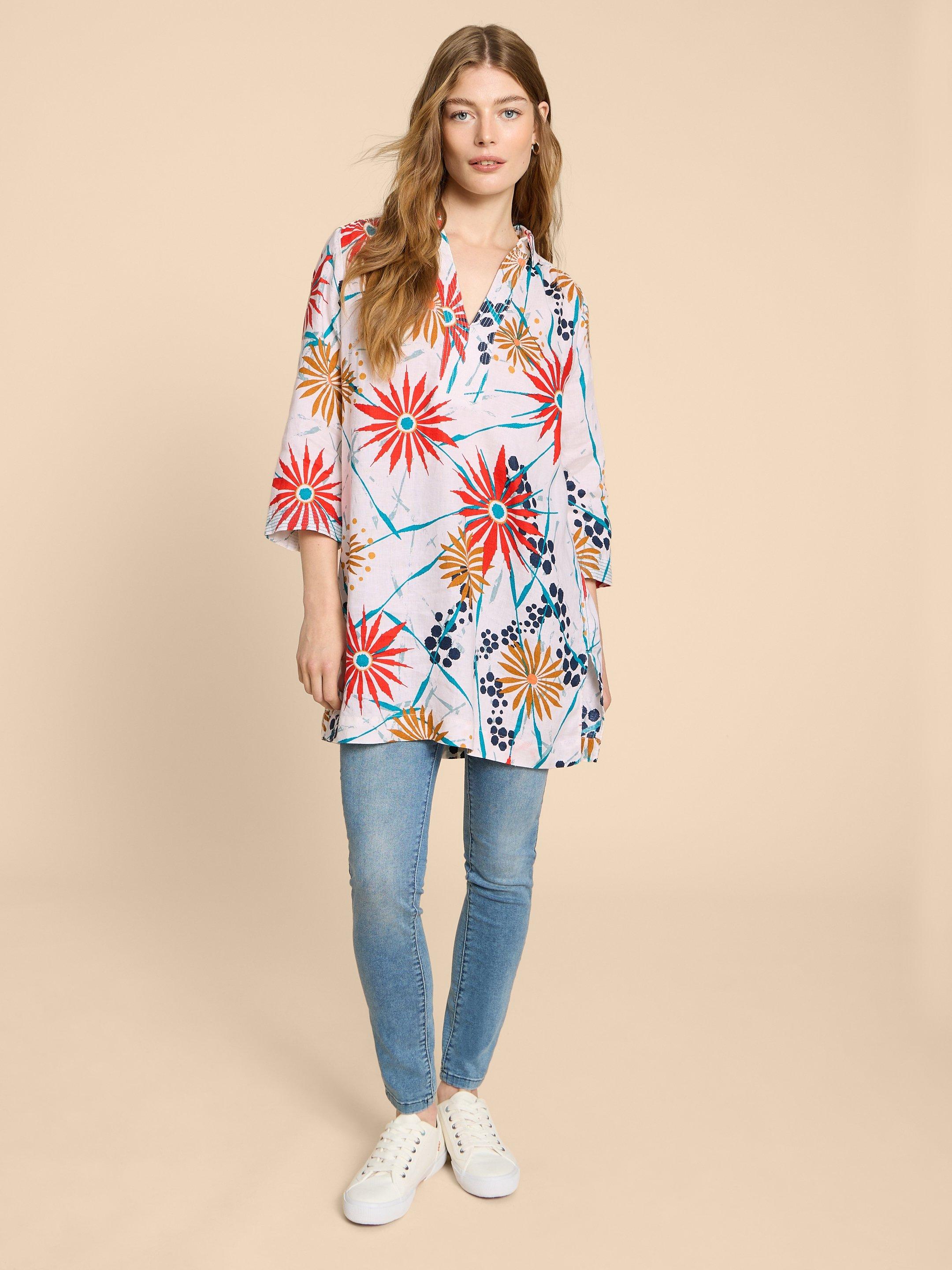 Blaire Linen Tunic in IVORY PRINT