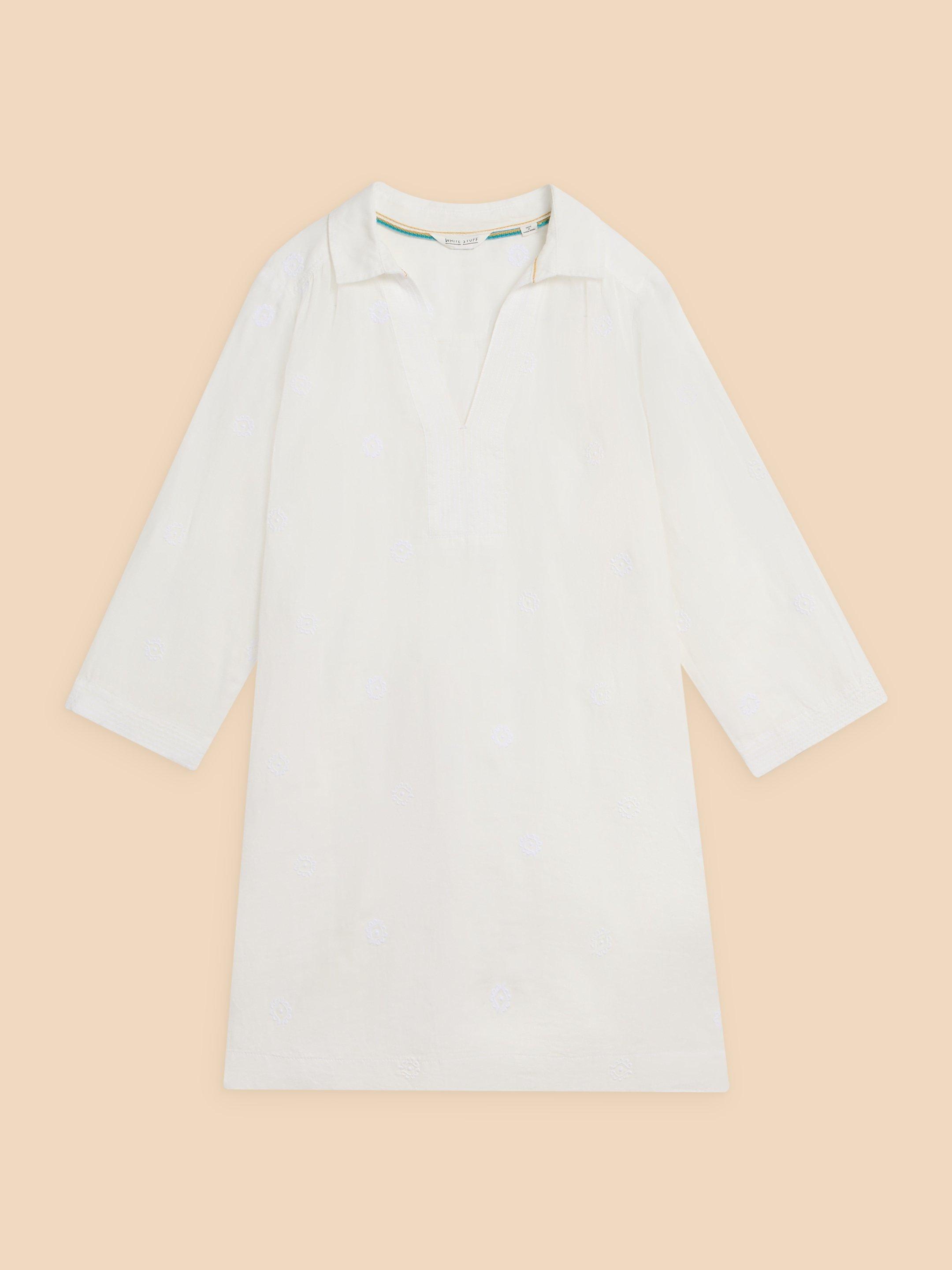 Blaire Linen Tunic in NAT WHITE - FLAT FRONT