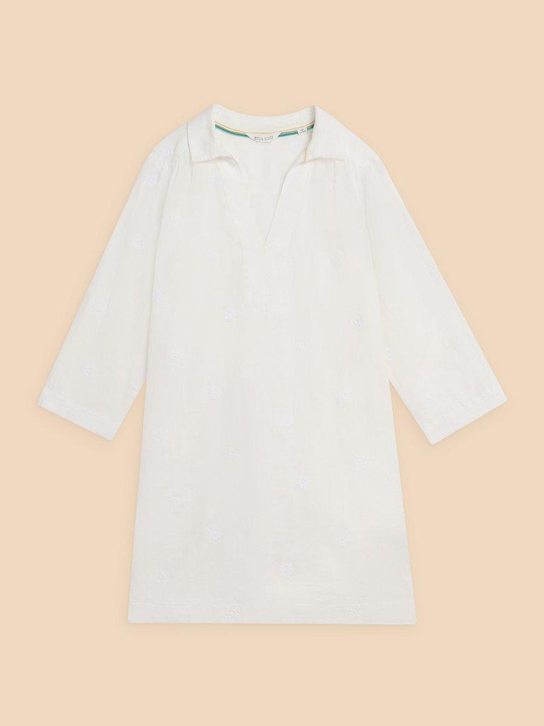 Blaire Linen Tunic in NAT WHITE - FLAT FRONT