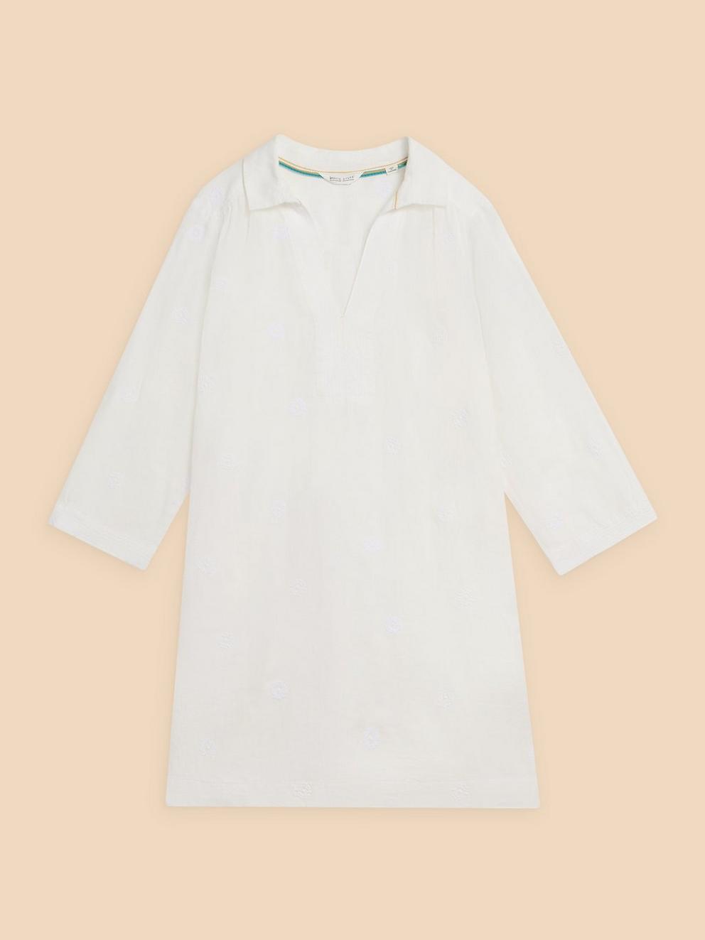 Blaire Linen Tunic in NAT WHITE - FLAT FRONT