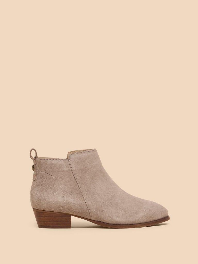 Willow Suede Ankle Boot in LGT GREY - MODEL FRONT