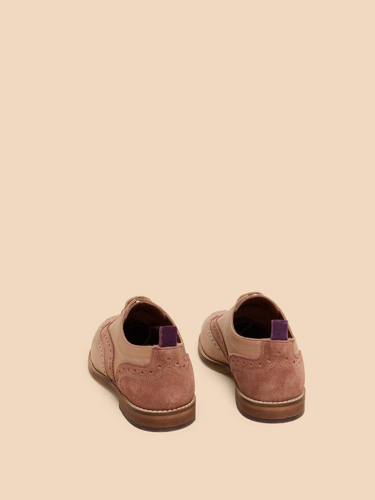Thistle Lace Up Leather Brogue in MID PINK - FLAT BACK