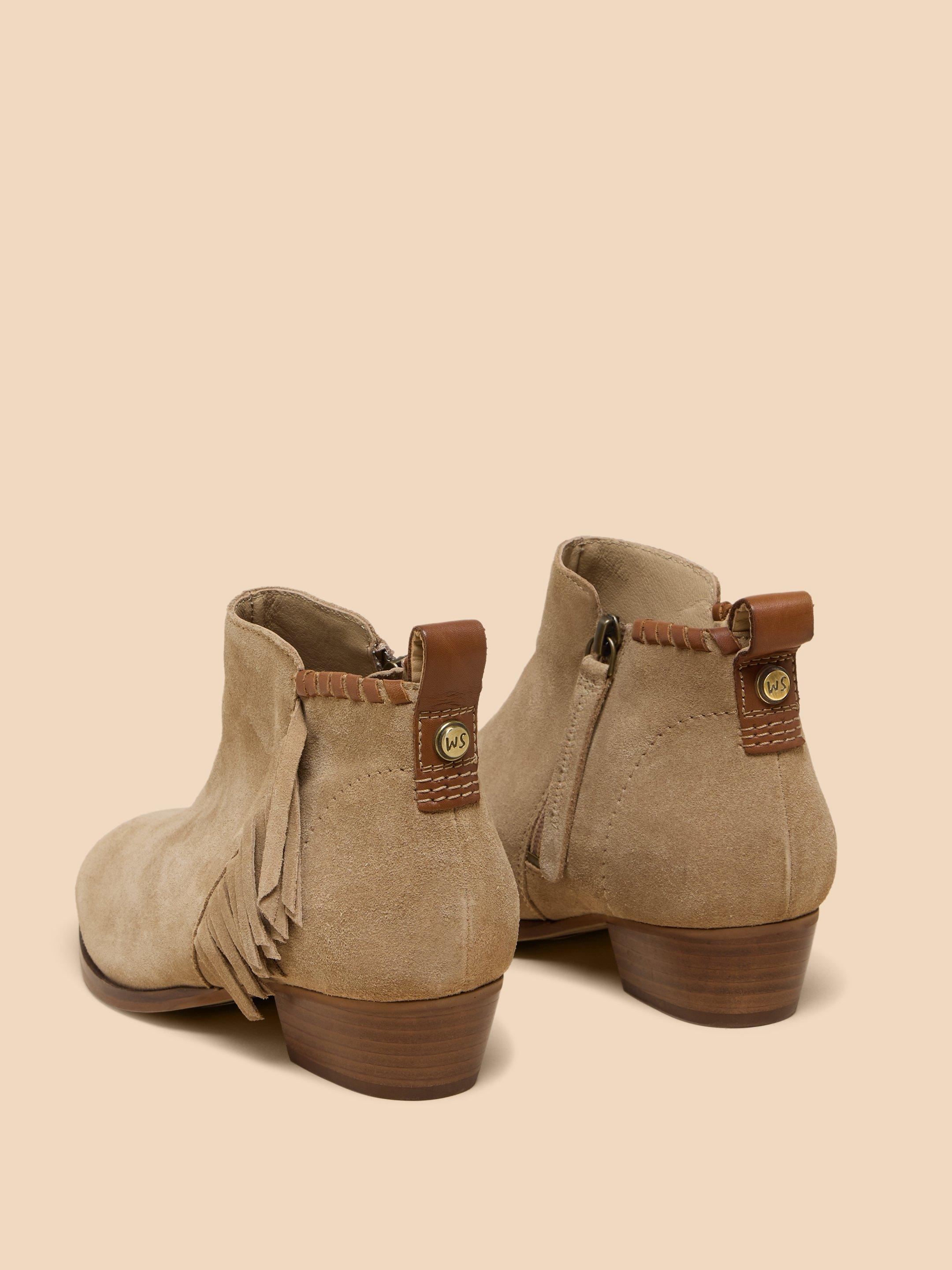 Suede Fringe Ankle Boots