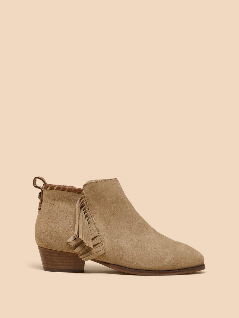Acacia Suede Fringe Ankle Boot in LGT NAT - LIFESTYLE