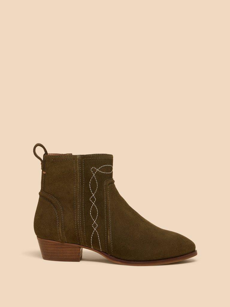 Cedar Suede Embroidered Boot in KHAKI GRN - LIFESTYLE