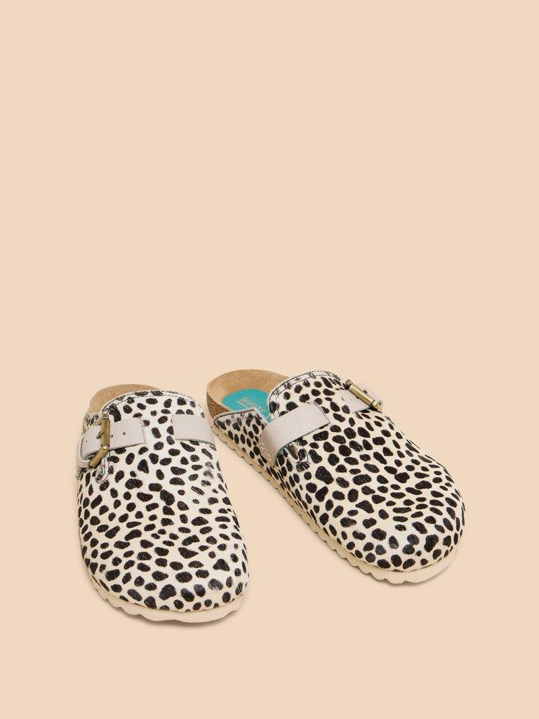 Cheetah slip on store mules