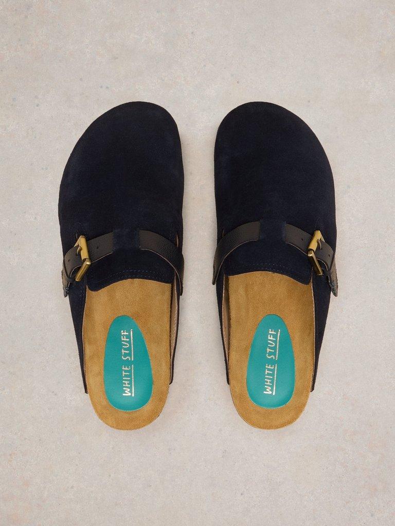 Myrtle Suede Slip On Mule in DARK NAVY - FLAT BACK