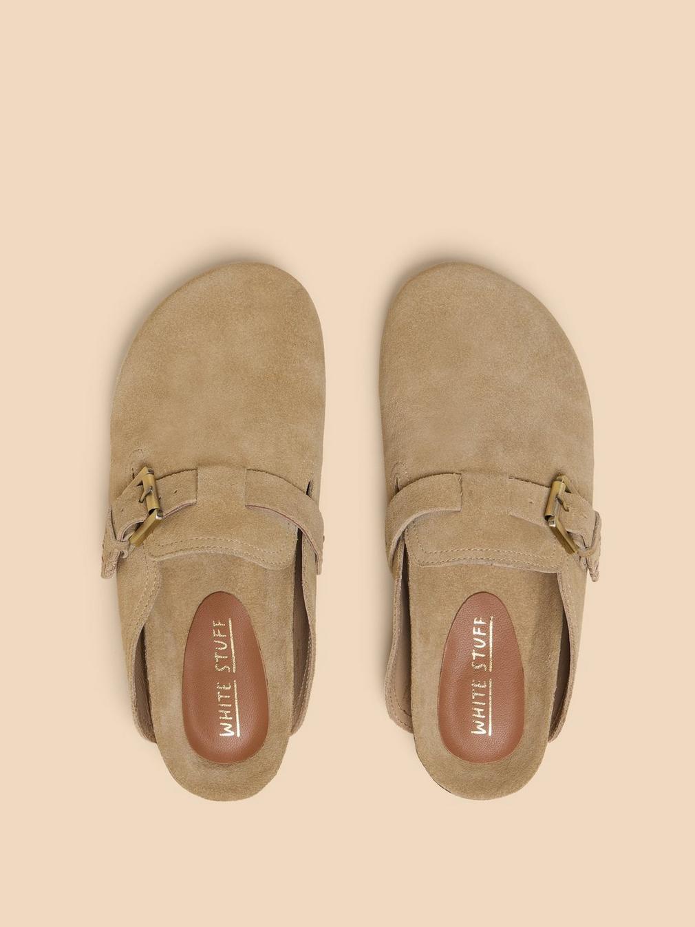 Myrtle Suede Slip On Mule in LGT NAT - FLAT BACK