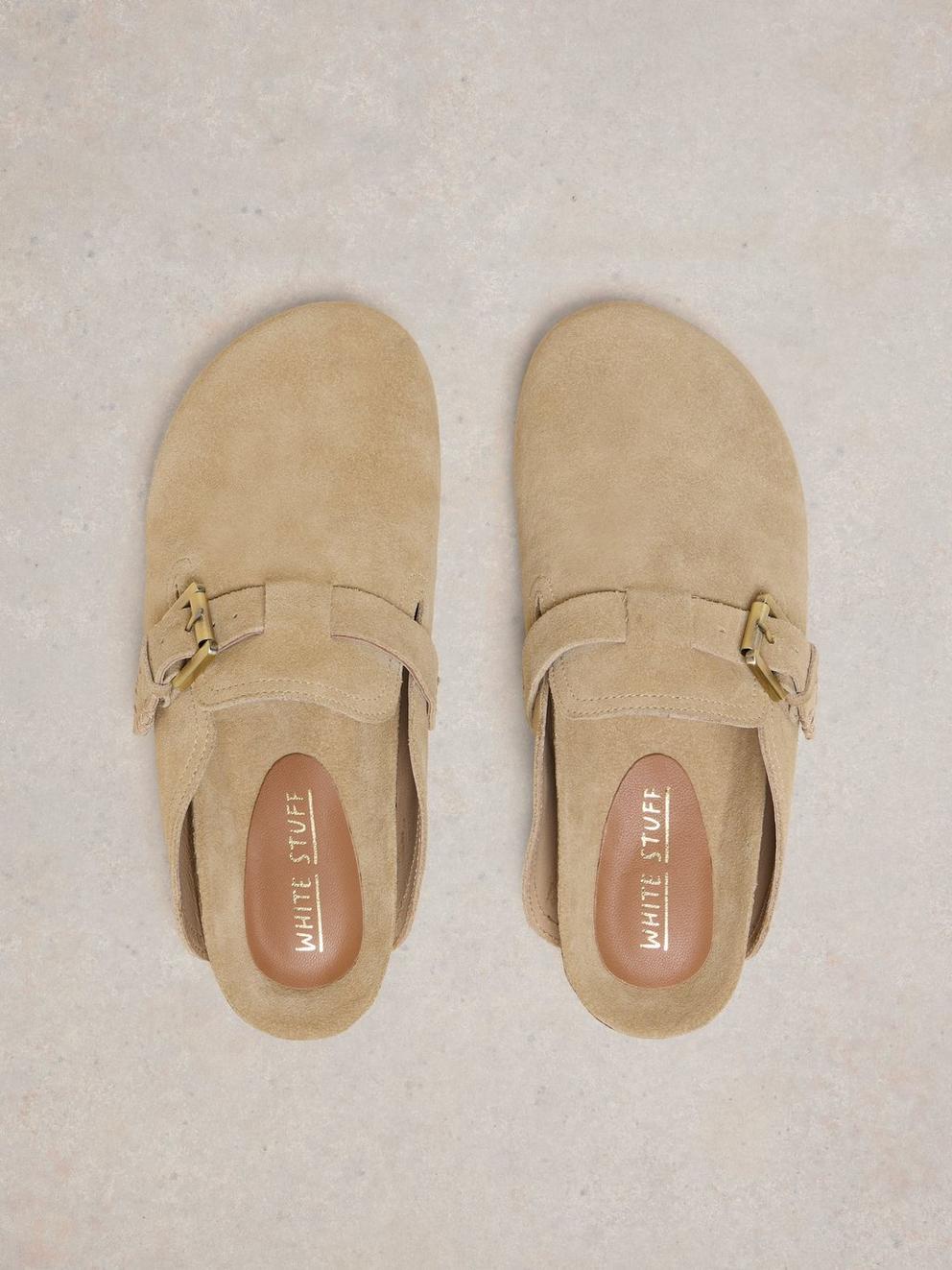 Myrtle Suede Slip On Mule in LGT NAT - FLAT BACK