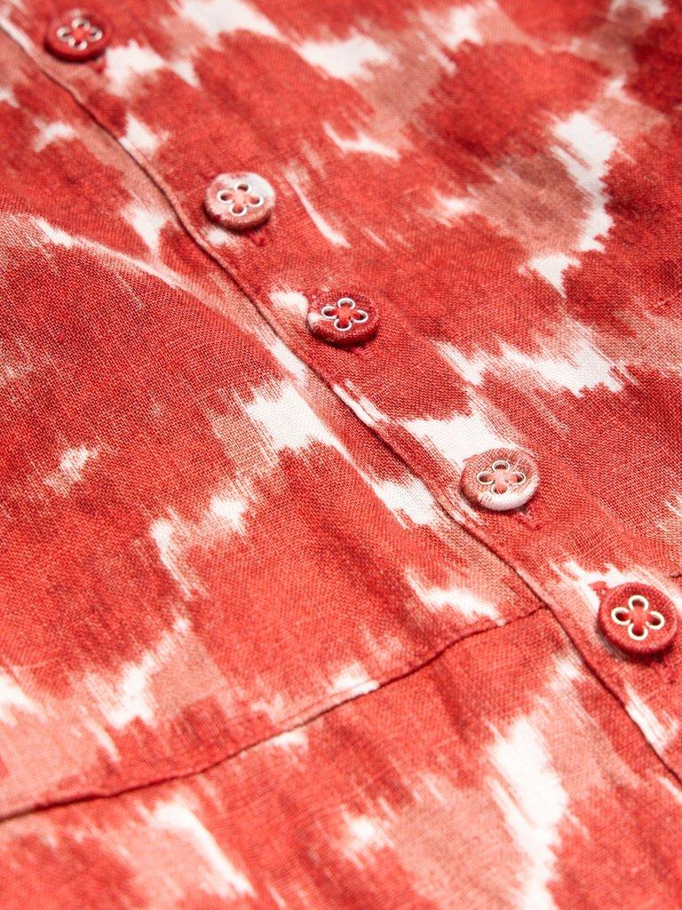 Ivy Linen V Neck Midi Dress in RED PR - FLAT DETAIL